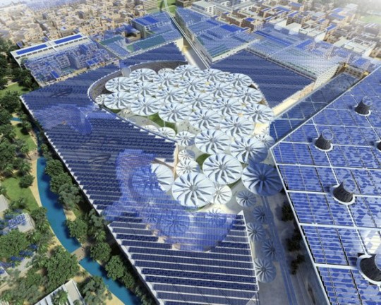 Высокопроизводительные солнечные панели на виллах города Масдар